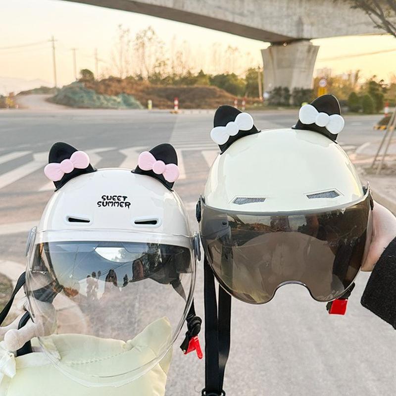 Electric Vehicle Stickers Motorcycle Helmet Decorative Stickers Cat Ear And Bear Ear Accessories Cute Accessories