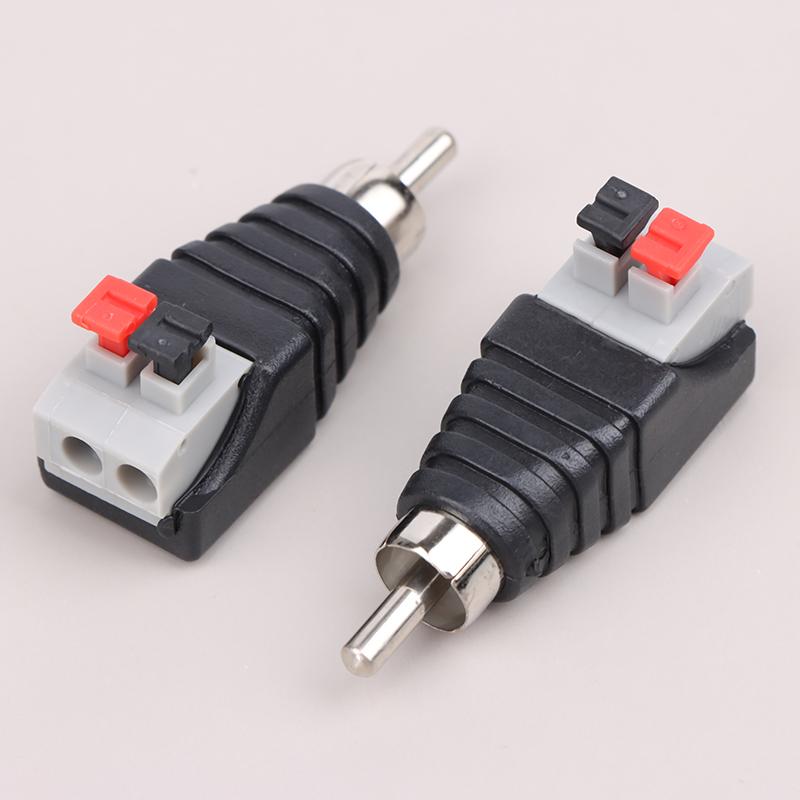 

New 2Pcs Speaker Wire Cable To Audio Male Cable Jack Quick Press Plug RCA Connector Adapter Speaker Connector Universal Cable