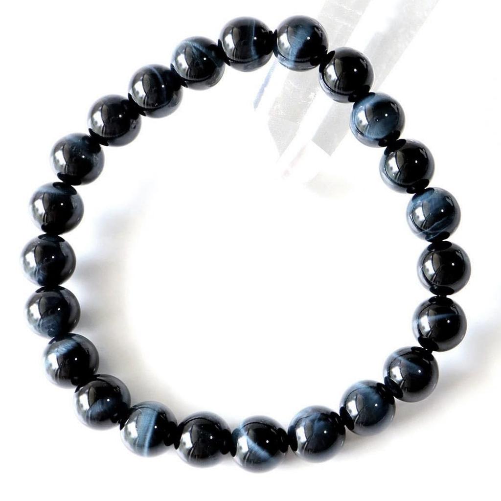 Blue Tiger Eye Bracelet 8mm Eye Blue Tiger Eye Power Stone Inner Circumference 19cm [GOLD STONE] Cat's Approx.