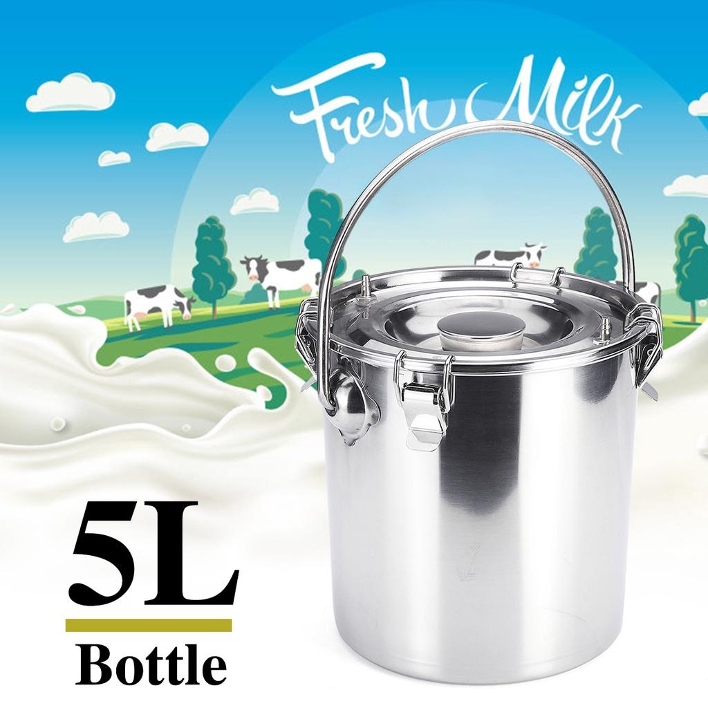 Stainless Steel Electric Milking Machine Household Goat Cow Sheep Bucket Suction Milker Vacuum Pump 5L