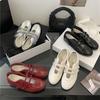2025 New Retro Red French Mary Jane Shoes Women's Velcro Casual Ballet Single Shoes Flat Small Leather Shoes