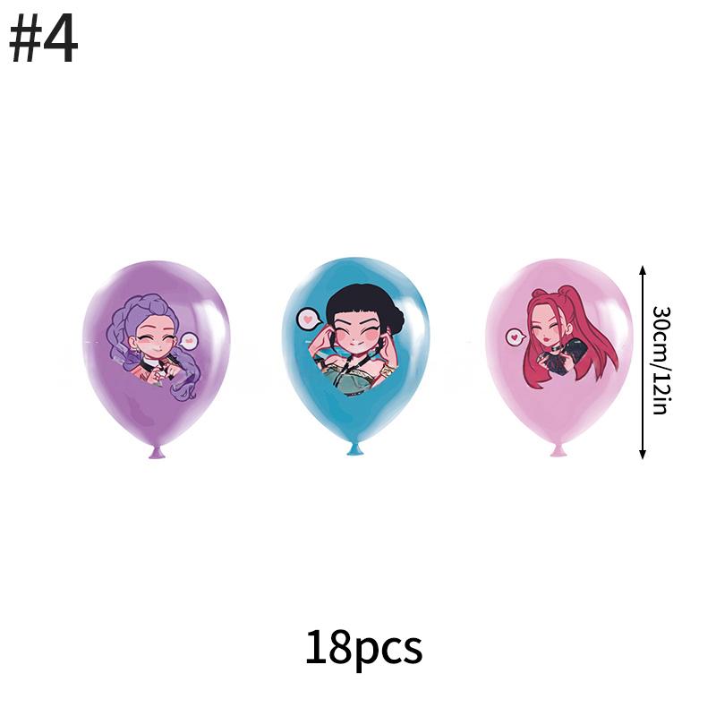 Demonœ Hunters Birthday Party Decor Tableware Banner Kids Birthday Balloon Cake Topper Decor  Kpop Anime Party Supplie Set