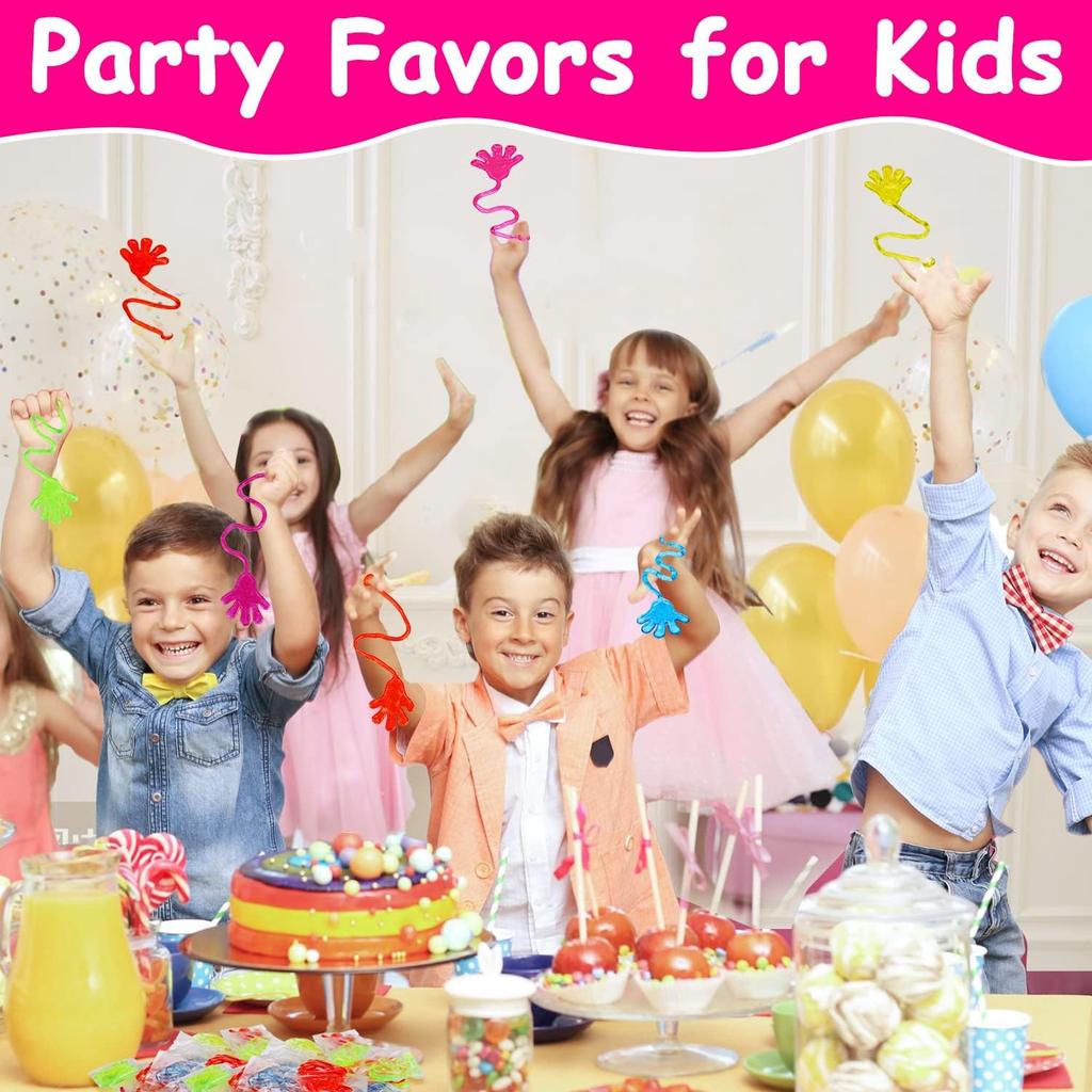 100PCS Glitter Sticky Hands Party Favors for Kids 4-8 8-12 Birthday Supplies Halloween Goodie Bag Stuffers Classroom Treasure Box Carnival Prizes