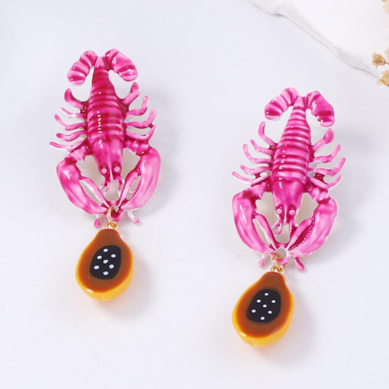 Pendientes Creativos para Mujer Regalo Lindos Únicos de Cangrejo Tachuelas Dibujos Animados Moda Langosta Colgantes Para Niñas Damas