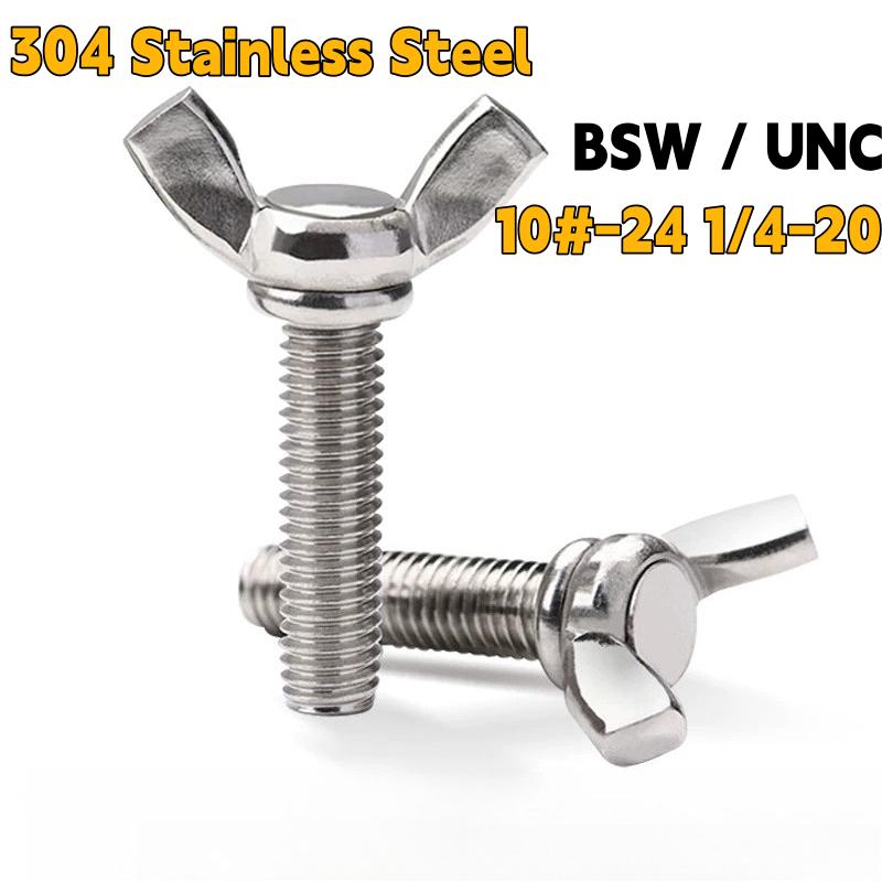 BSW / UNC 10#-24 1/4-20 Acciaio Inossidabile 304 A2 Viti Serrabili a Mano Bulloni a Farfalla Vite a Molla Regolabile