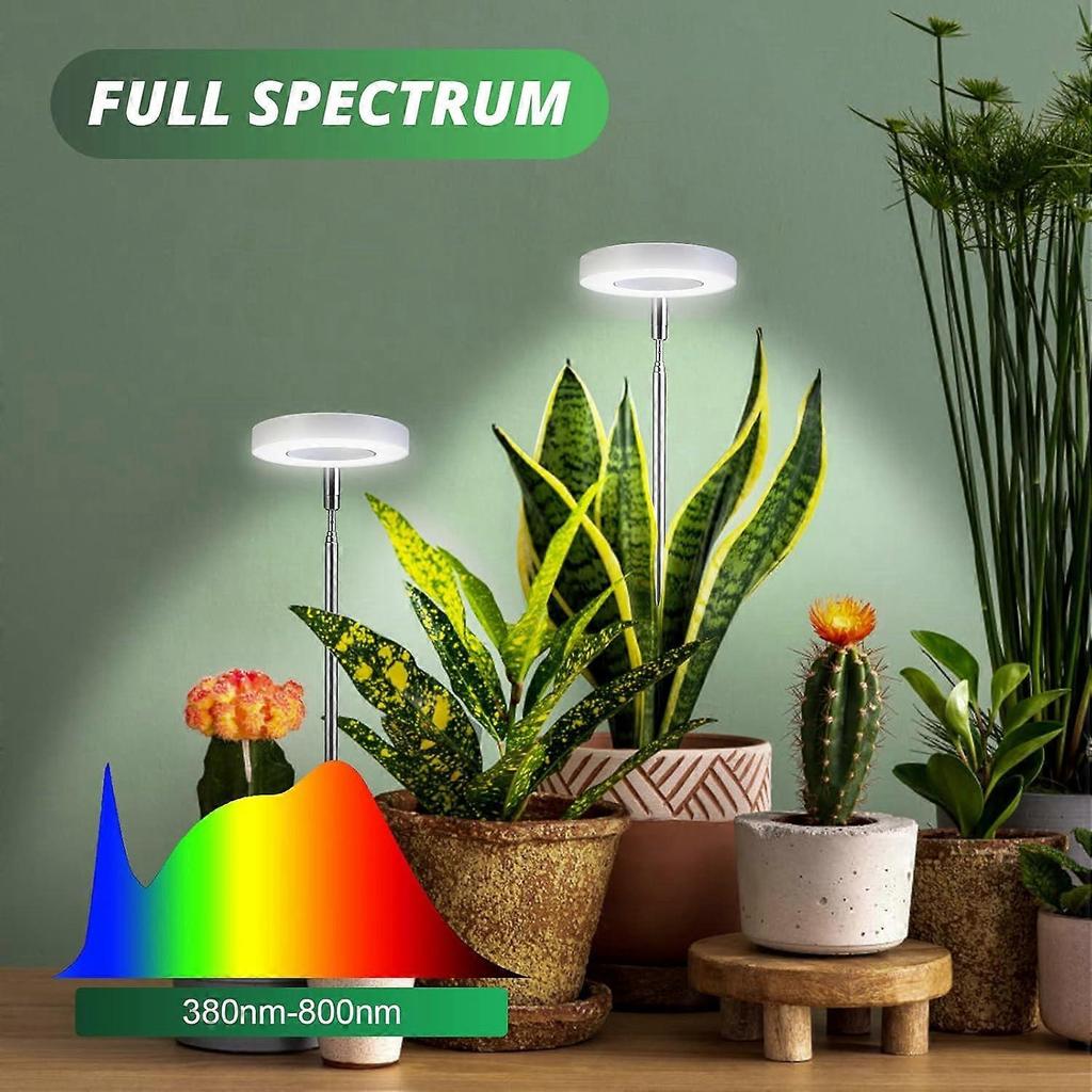2-Pack LED Full Spectrum Plant Lights for Indoor Plants with Automatic Timer, USB Adapter, 4 Brightness Levels, and Adjustable Height