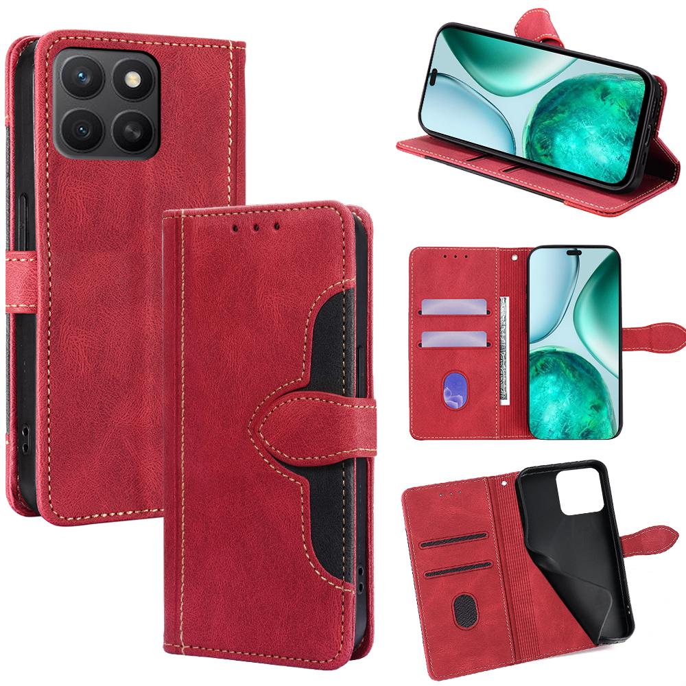 For Honor X8c 4G Case Leather Wallet Phone Cover with Straw Hat Magnetic Clasp