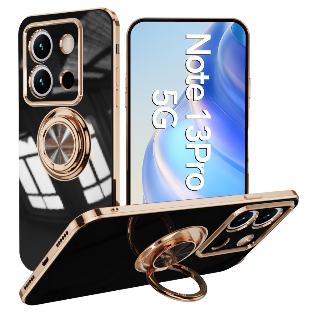 For Xiaomi Redmi Note 13 Pro 5G/Poco X6 5G Case Precise Cutouts 6D Electroplating TPU Phone Cover with Ring Holder