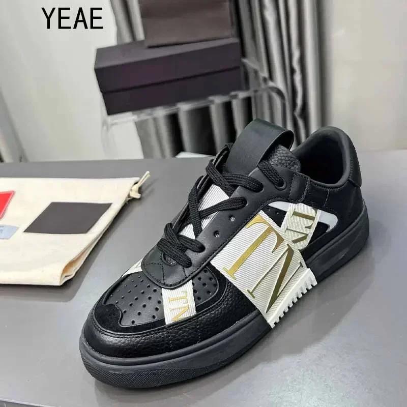 High-quality luxury trend colorful patchwork letters casual shoes High-end men's and women's leather shoes