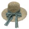 Women's Summer Openwork Straw Hat with Bowknot - Korean & Japanese Style Casual Beach Sun Hat