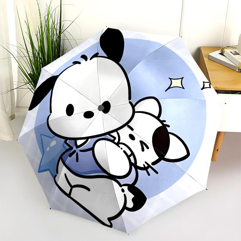 Cute Pochacco  pattern, automatic folding umbrella, portable and foldable design, 8 ribs, a Christmas or birthday gift.