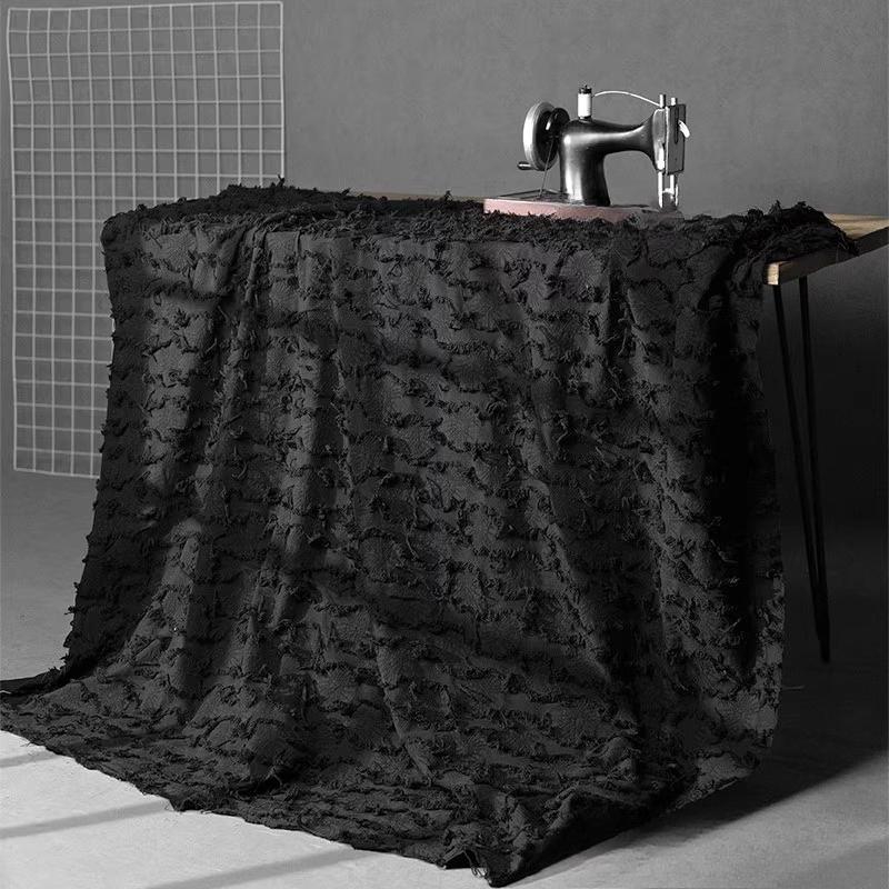 Hand-cut Floral Fringes Fabric Three-dimensional 65%Cotton 35%Linen Washed for DIY Suits Dresses Shirts Pants Cloth Fabric