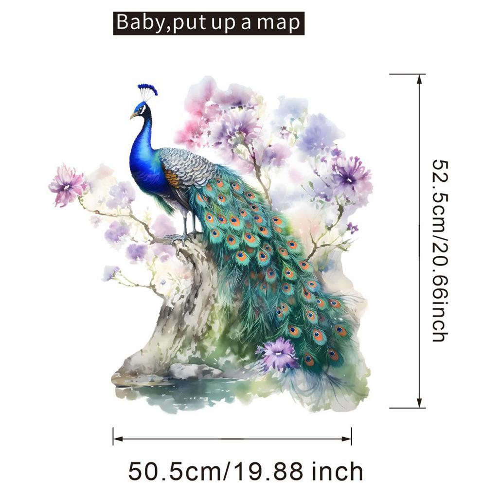 Peacock Flower Landscape Wall Sticker Self Adhesive Wallpaper for Bedroom Living Room Home Decor