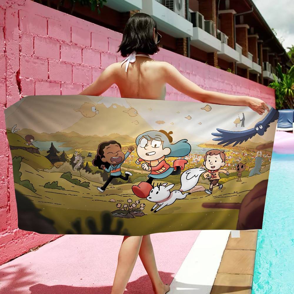 H-Hilda Cartoon Girl Big Microfiber Beach Towels Quick Dry Towel Sand Beach Towels Pool Towel for Travel Swim Pool Yoga