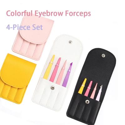 Cadeau de noël ensemble de 4 pièces pince à sourcils professionnelle ensemble de pinces à cils en acier inoxydable outils de beauté multifonctionnels