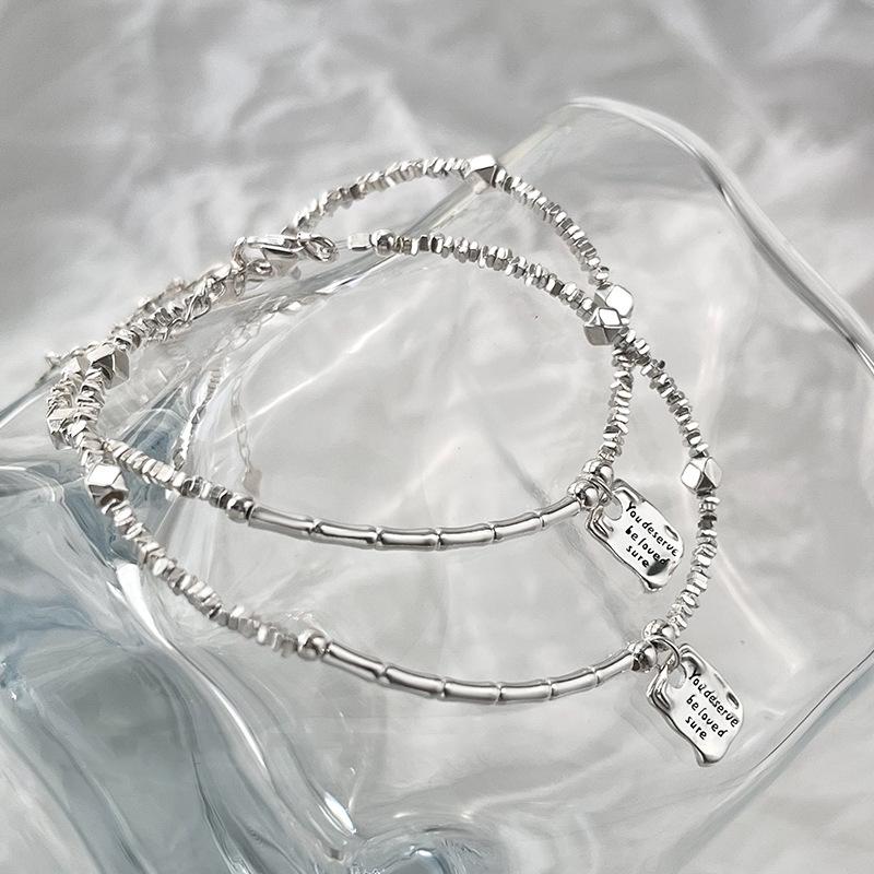 High-End S925 Sterling Silver Bamboo Joint Pendant Bracelet