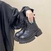 Retro versatile platform Martin boots women's autumn and winter fashion small short boots patent leather heightening locomotive boots