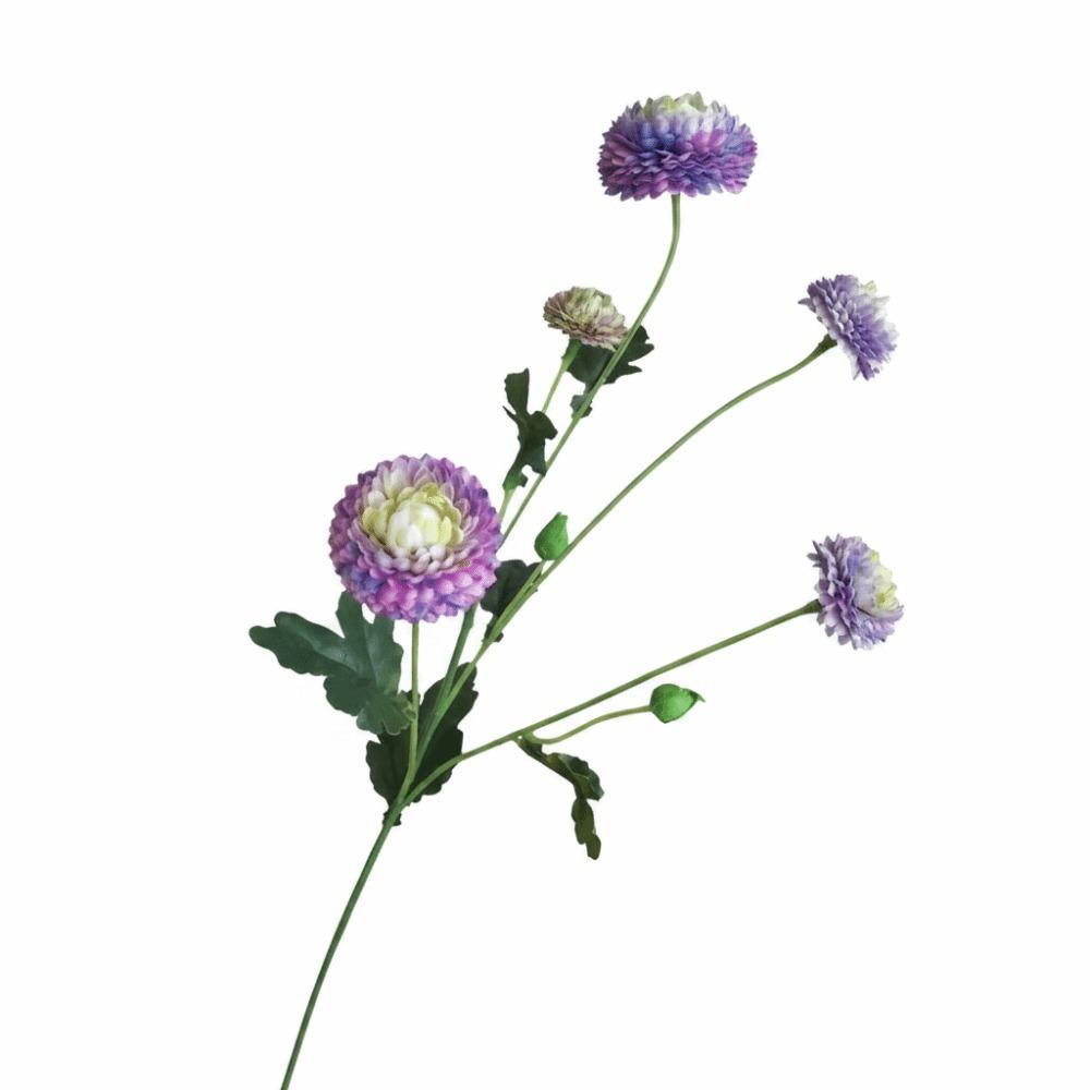5 Heads Artificial Chrysanthemum Flowers Realistic Design Multicolor Silk Flowers With Leaf Silk Material Simulation Flowers