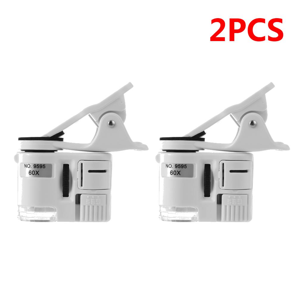 Universal Clip Mobile Phone Microscope 60X LED Jewelry Magnifying Glass Focusing Adjusted Pocket Microscope with LED UV Light