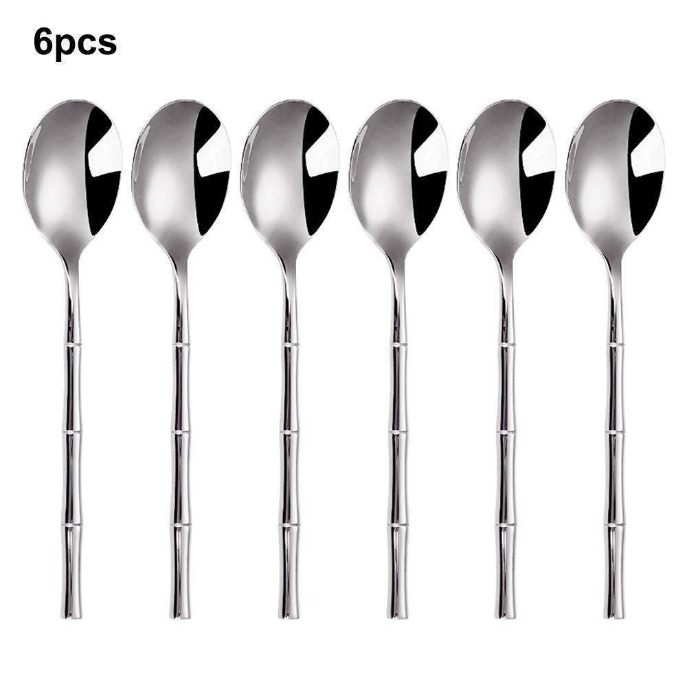 6/24/30Pcs Stainless Steel 304 Cutlery Set Sliver Tableware Western Bamboo Shaped Handle Dinner Set Knife Fork Spoon Sliverware