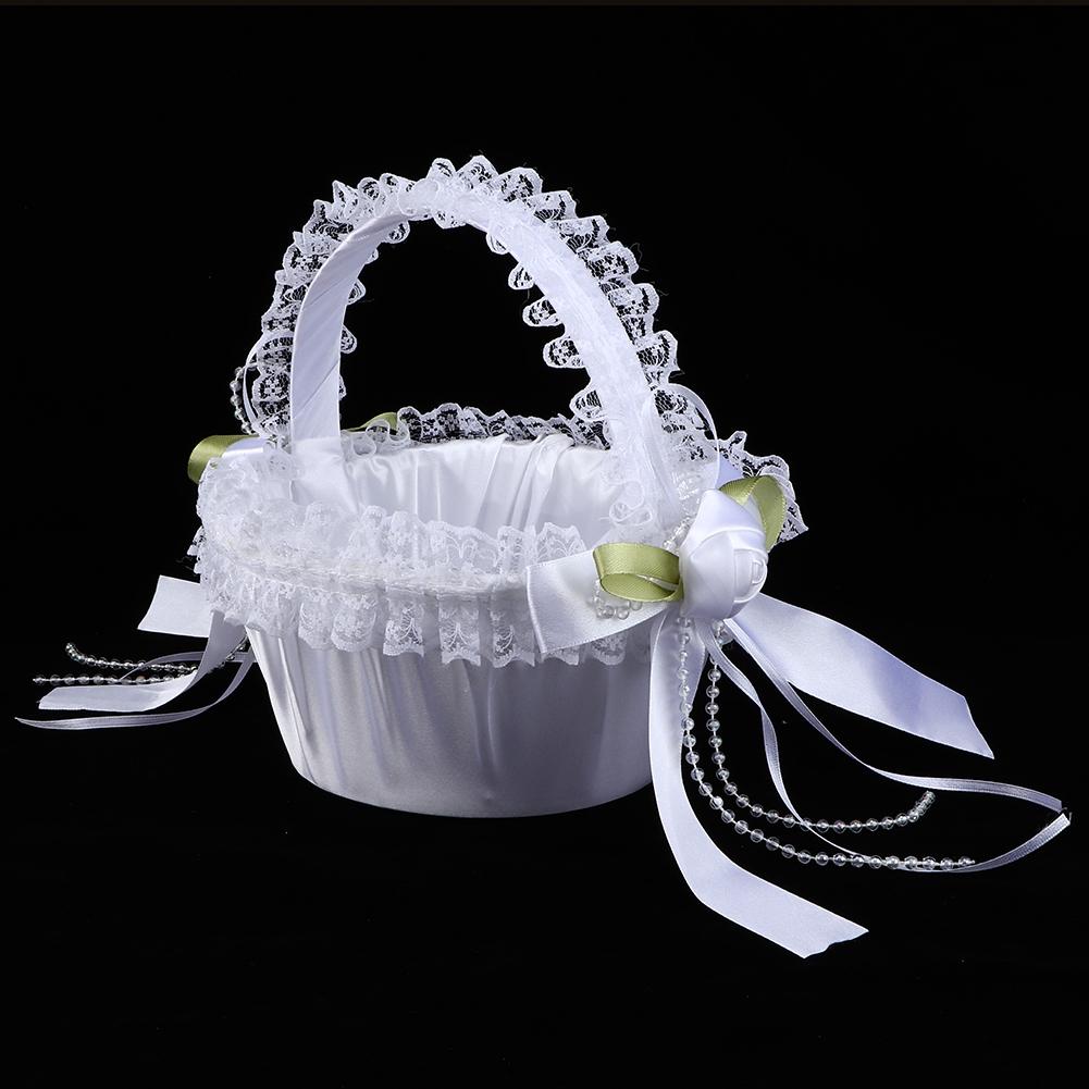 Elegant Stor Bröllopsblomsterflickakorg med Spetsdekoration