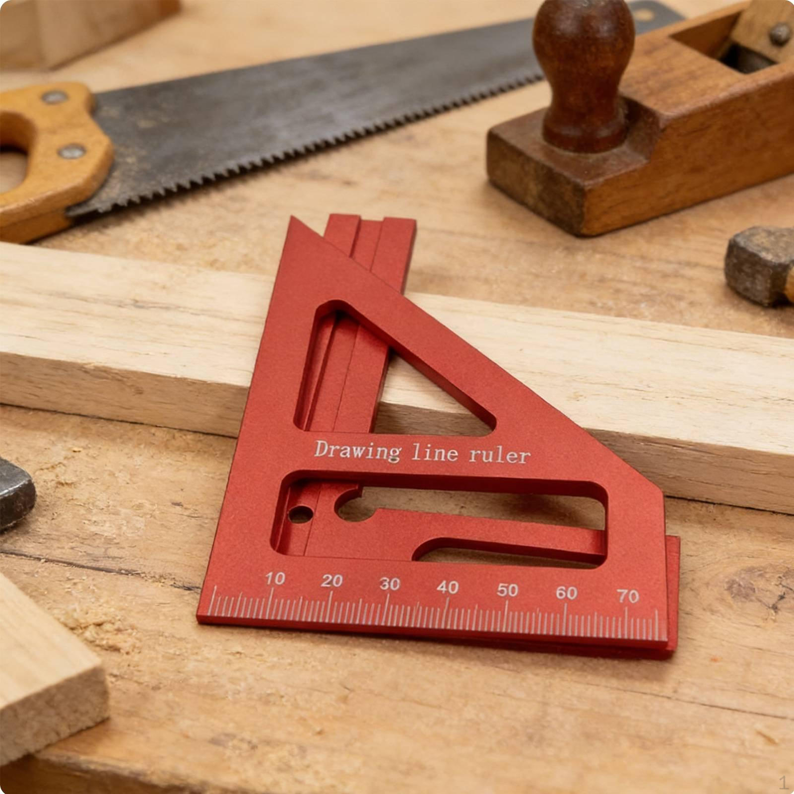 Scribing Tool Multifunctional Aluminum Alloy High Precision Carpentry Triangle Ruler Red Triangle Metric
