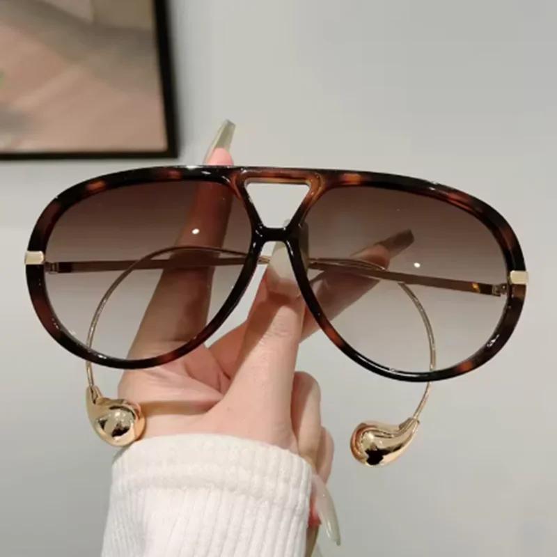 Fashion Women Luxury Glasses Oversized Pilot Sunglasses Women For Men Popular Vintage Sun Glasses Punk Double Bridge Eyeglasses