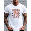 European Size American Retro NYC 76 Letter Pattern Print Men'S T-Shirt, Daily Top, Light, Quick-Drying, Men'S Pattern T-Shirt, Short-Sleeved T-Shirt