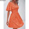 MODIQUE 2025 Summer New Women's Sexy Casual Floral Printing Ruffles Elastic Waist Short Dress Ladies X-Line Hot Batwing Sleeve V-Neck Dress