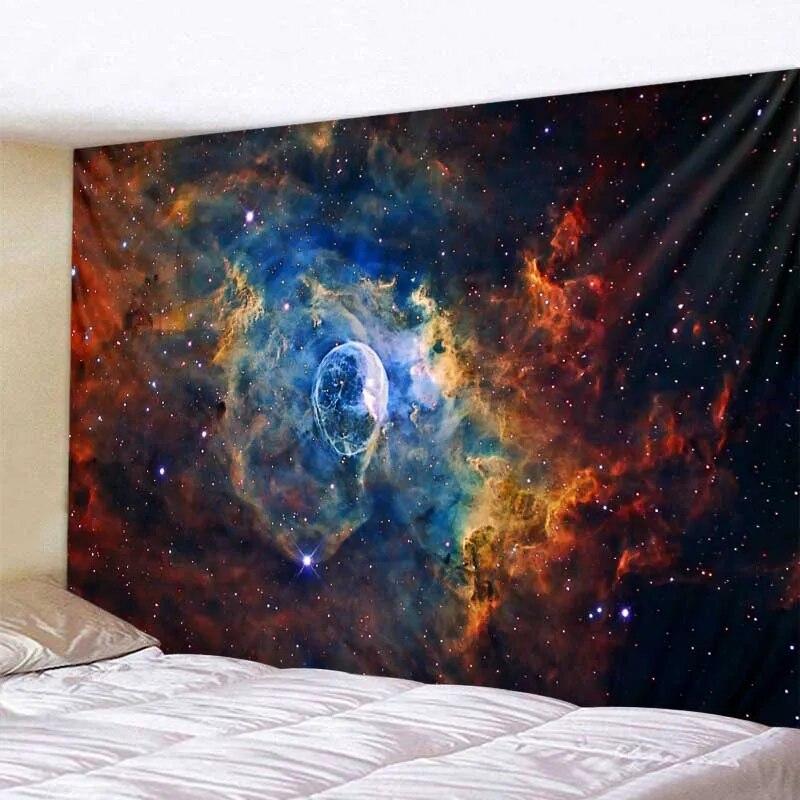 Galaxy Night Sky Tapestry Moon Night Starry Sky Scenery Tapestry Bohemian Psychedelic Home Living Room Bedroom Decoration