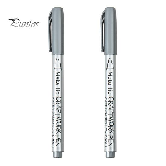

2шт металлическая ручка водонепроницаемый гладкий письменный пластиковый маркер для скрапбукинга DIY для свадьбы серебряный
