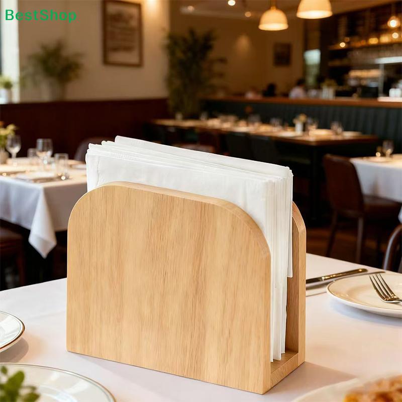 Wooden Upright Napkin Holder, Minimalist Oak Finish Napkin Dispenser for Restaurant,Kitchen & Dining Table Decor