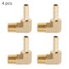 4 Pcs 1/4 Inch Barb X NPT Male 90 Degree Brass Elbow Fitting Barbed Hose Fuel Pipeline Adapter Connector