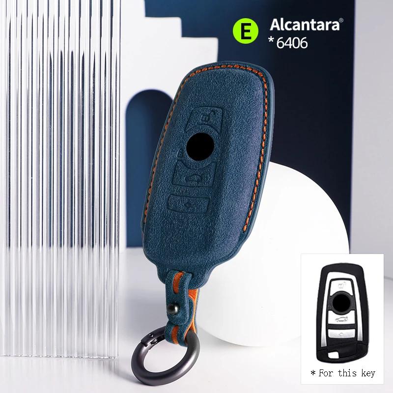 4 buttons Car Key Case cover Alcantara For BMW Series X3X4X5X6 3 5 7 Series F15 F16 F20 F22 F30 F32 G30 Suede Keychain