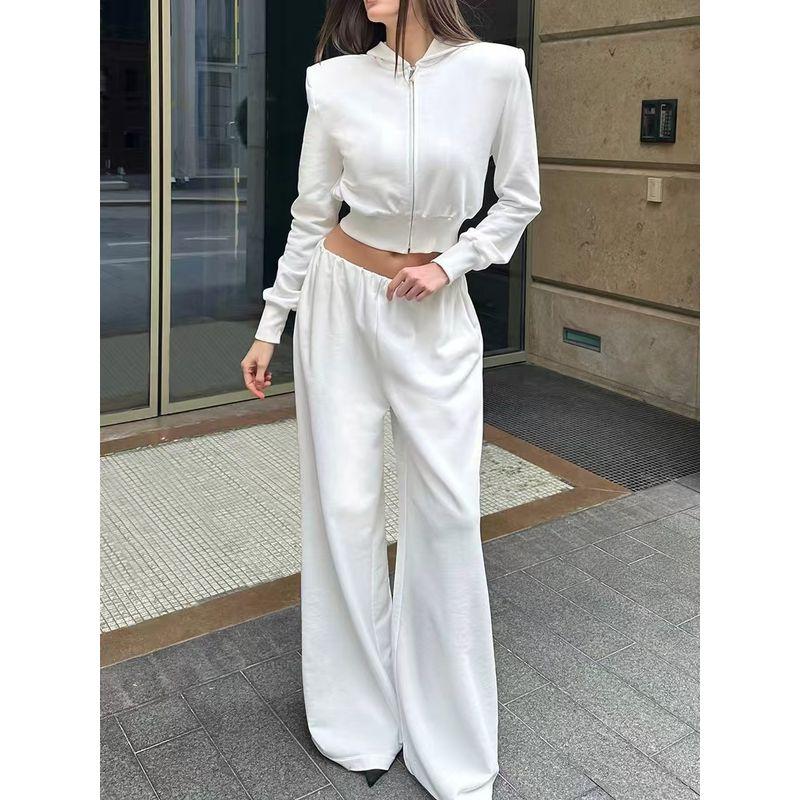 

Мода Ветер Новое поступление Повседневная мода Толстовка с капюшоном Брюки Комплект из двух предметов Толстовка с капюшоном и брюки White L