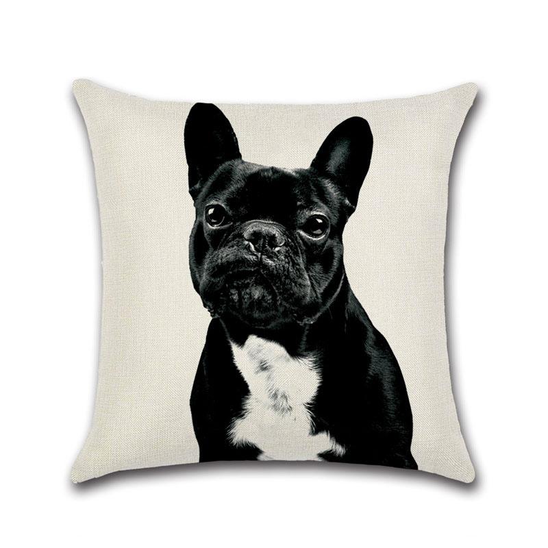 Cartoon Printed Pillow Case Cotton Linen Franch Bulldog Pillowcase Decorative Pillowcases Cover For Car Home