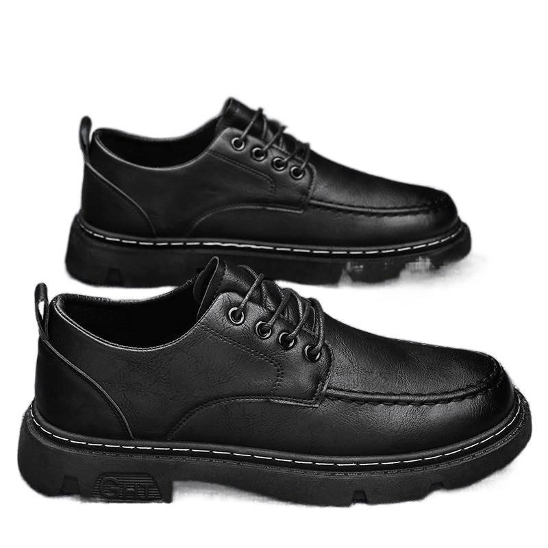 

Men s shoes 2025 new spring British business dress sports black casual trendy shoes men s low-top tooling leather shoes 39