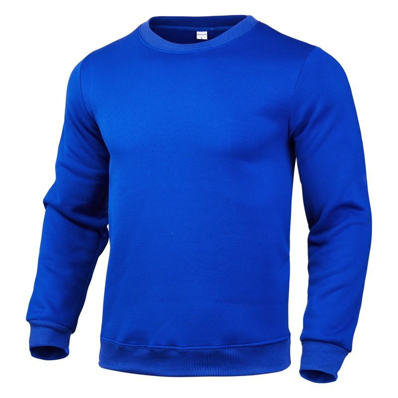 Mens Casual Hoodless Sweatshirt Solid Color Round Neck Long Sleeve Pullover Comfort Fit Cotton Blend
