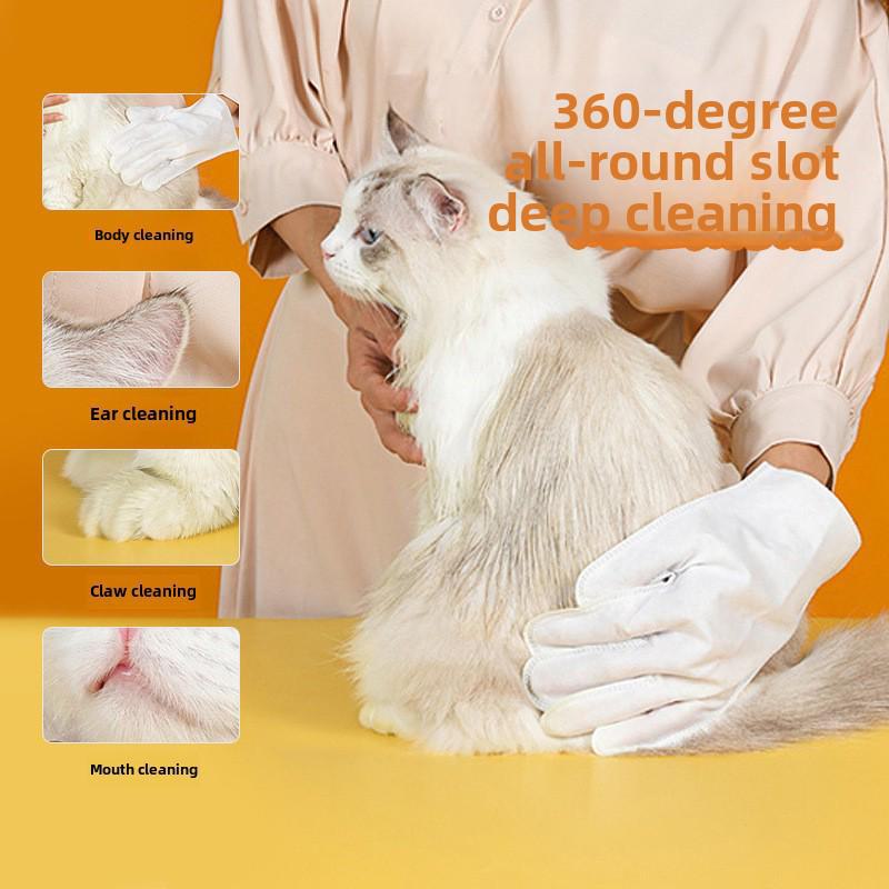 Lingettes et gants de toilettage jetables pour animaux de compagnie pour chats et chiens - Solution nettoyante et désodorisante sans lavage
