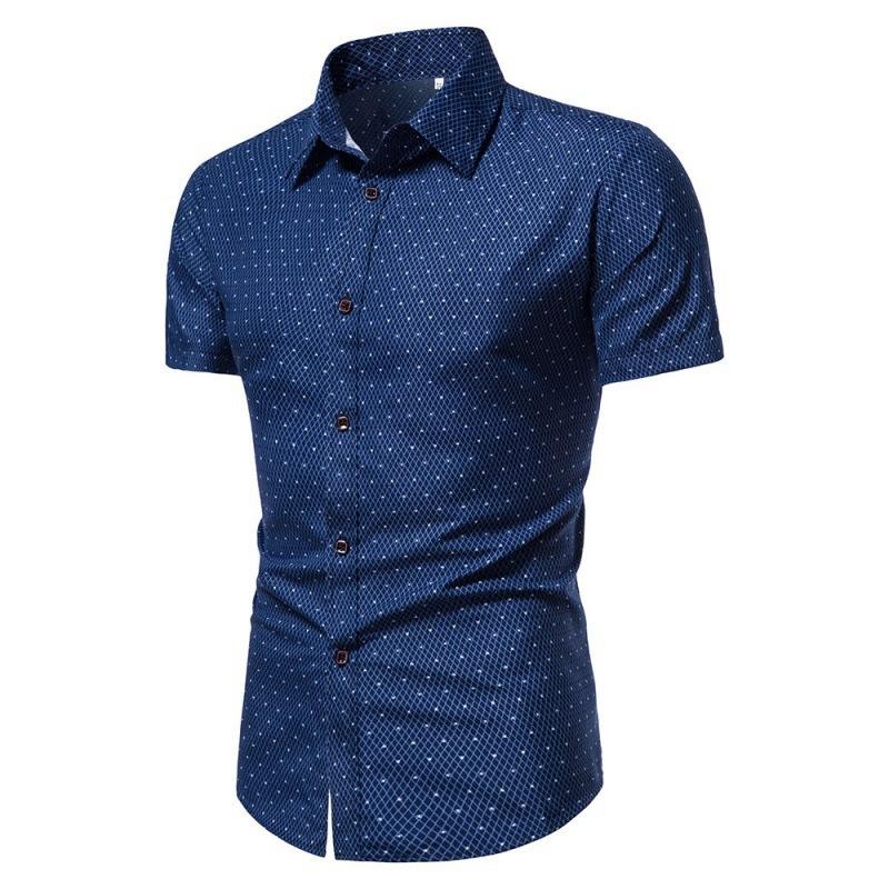 Men Summer Shirt for Men Daily Casual White Shirts Short Sleeve Button Down Slim Fit Male Social Blouse