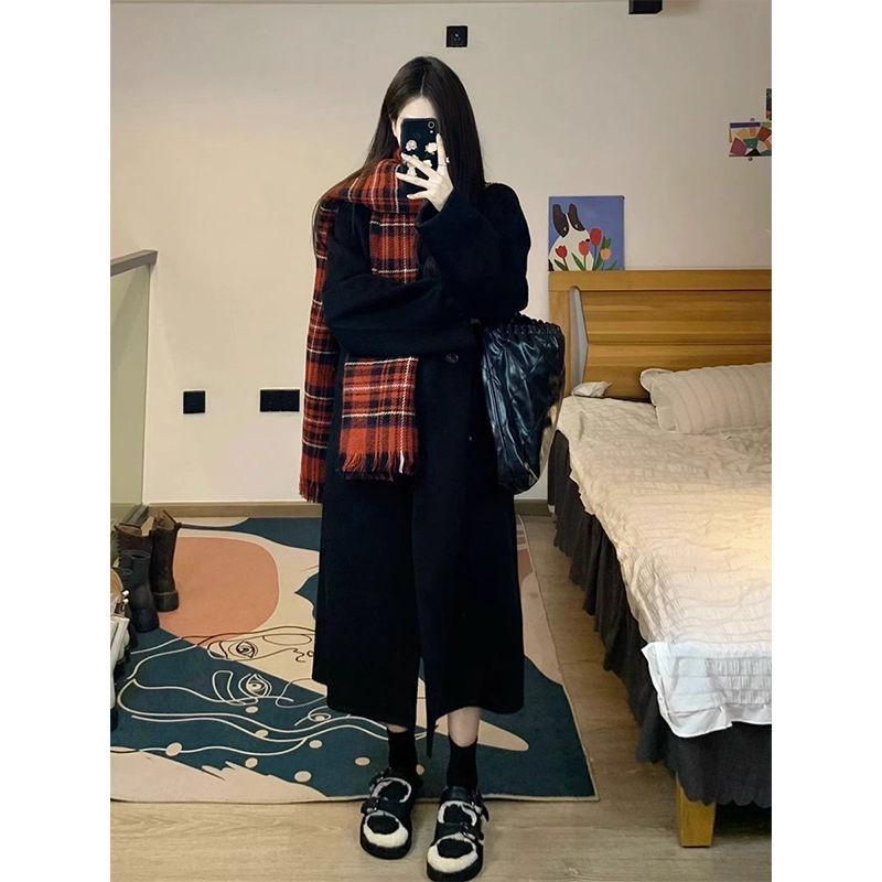 2025 Women's Gray Wool Coat: Mid-Length, Thickened, Korean Style for Autumn/Winter