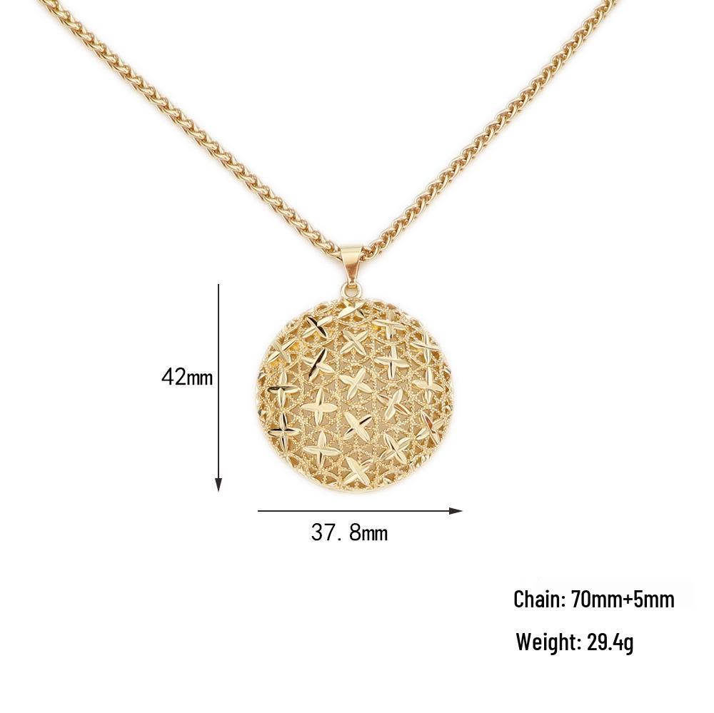 European & American Retro Brass Hollow Flower Pendant Necklace