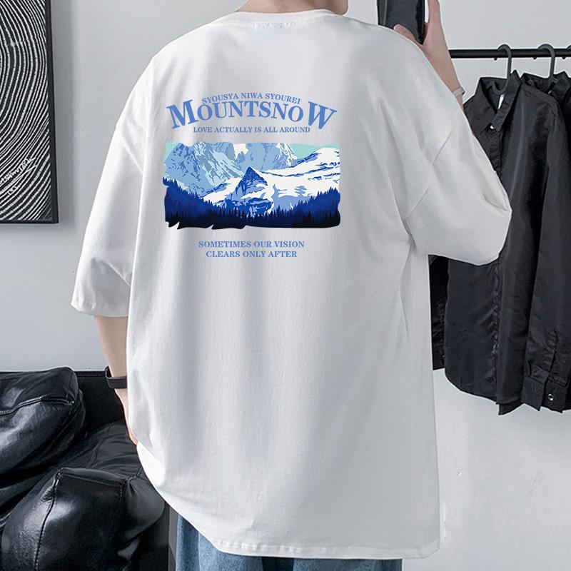 

Мужская модная футболка INS с приспущенным плечом, свободного кроя, из тяжеловесного гребенного хлопка XXXL белый