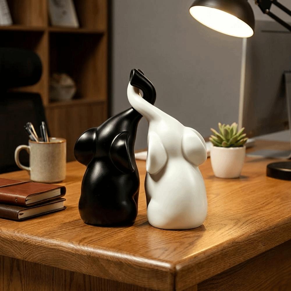 Minimalist Elephant Sculpture Niche Style Loving Figurine Creative Couples Elephant Statue  Office
