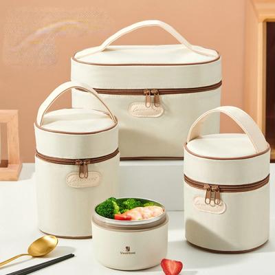 Kulatý přenosný termotaška na oběd Přenosný ledový chlazený balíček Izolační Piknik Tašky na skladování potravin Školní Bento Dinner Container