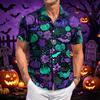 Men's Casual Short Sleeve Button Down Shirt Halloween Pumpkin Print Lightweight Breathable Fabric Summer Shirt