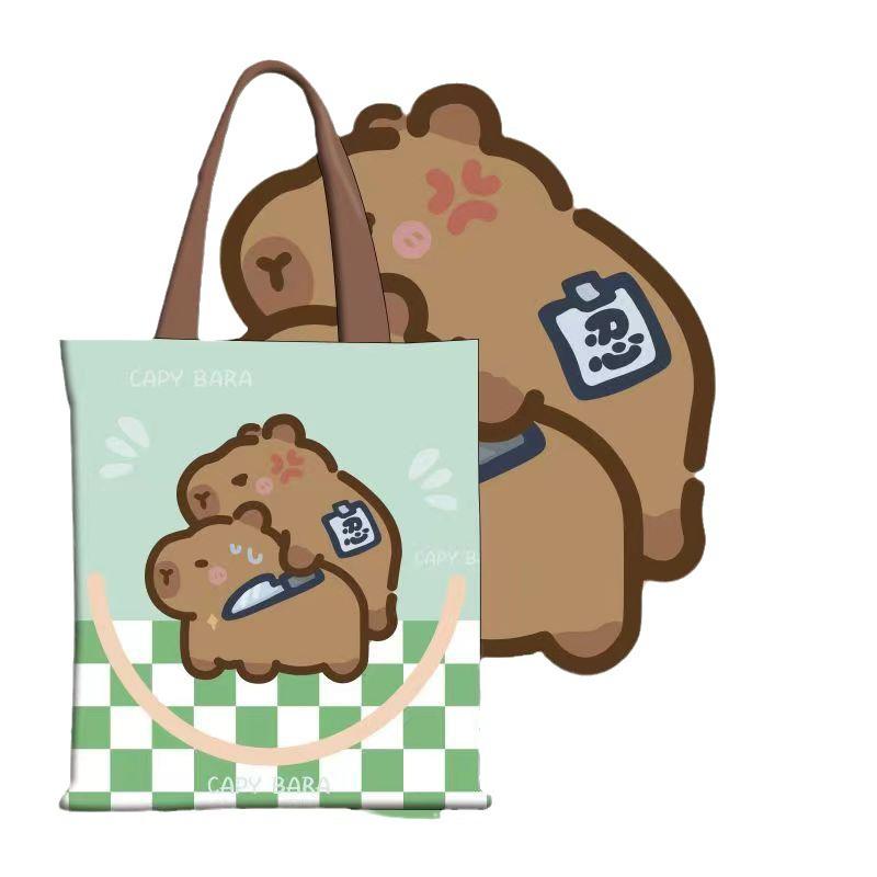Capybara Cute Canvas Bag - Large Capacity School and Student Tote