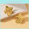 Gold Vintage Elegant Alloy Floral Design Earrings For Women With Geometric Shapes