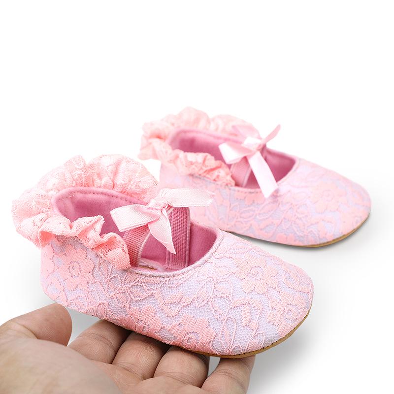 Spring and Autumn Non-slip Embroidered White Princess Shoes for 0-1 Year Old Baby Girls