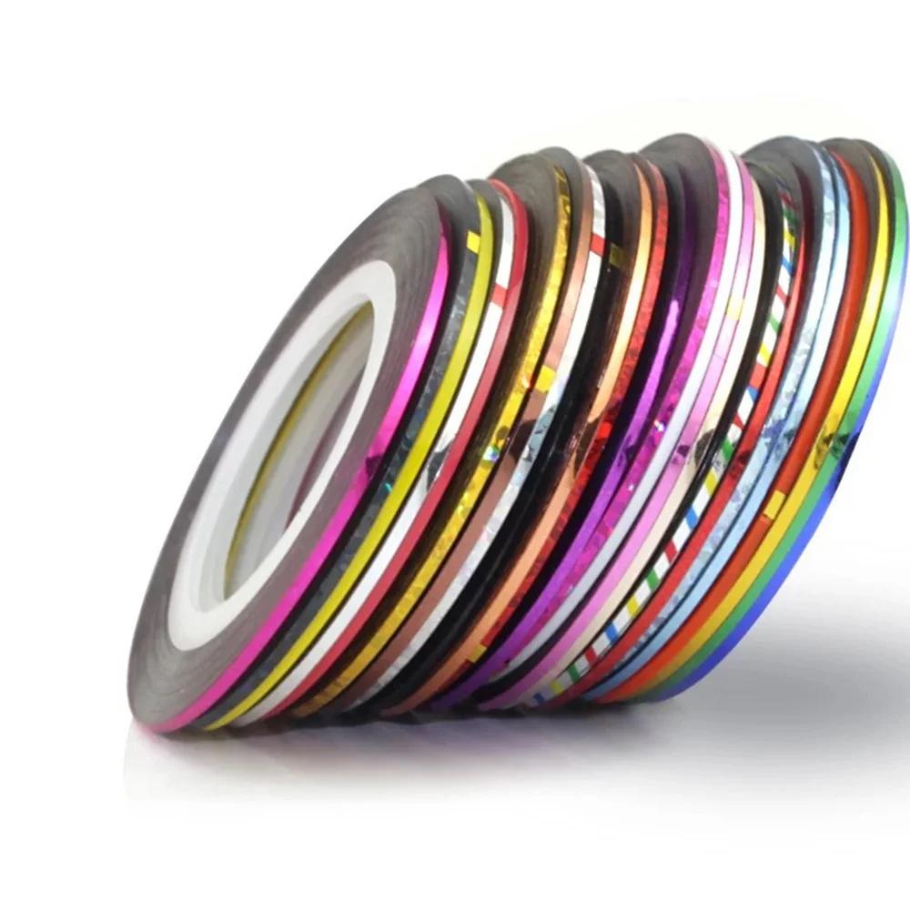 

Mixed Color Nail Striping Tape Decals 3D Nail Art Foil Tips 10pcs Set for DIY Nail Decorations разноцветный